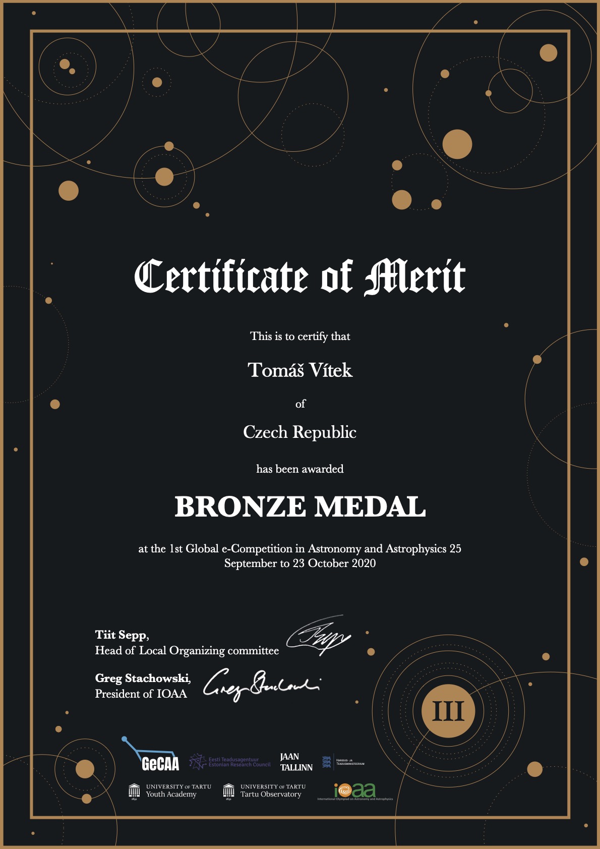 Bronze Tomaš Vitek Czech