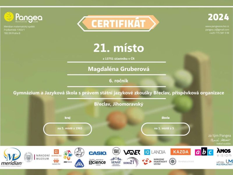 Úspěch v soutěži PANGEA
